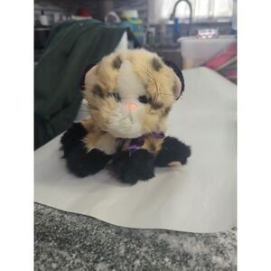 Vintage Tyco Kitty Kitty Jungle Kittens Plush Tan Leopard Spot Cat Purple Bow